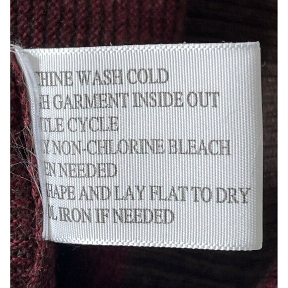 NAT NAST Men's Sz L 1/4 Zip Burgundy Ribbed Pullover Sweater Elbow Patches - Picture 8 of 10